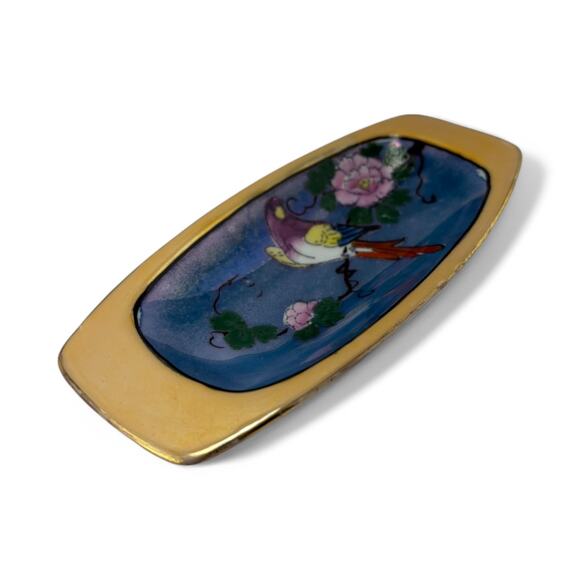 Vintage Hand-Painted Japanese Porcelain Trinket Dish – Gilded Edge & Bird Motif - Picture 6 of 9